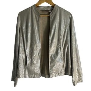 Chico’s Women’s Size Medium‎ Silver Snake Print Open Front Cardigan Jacket